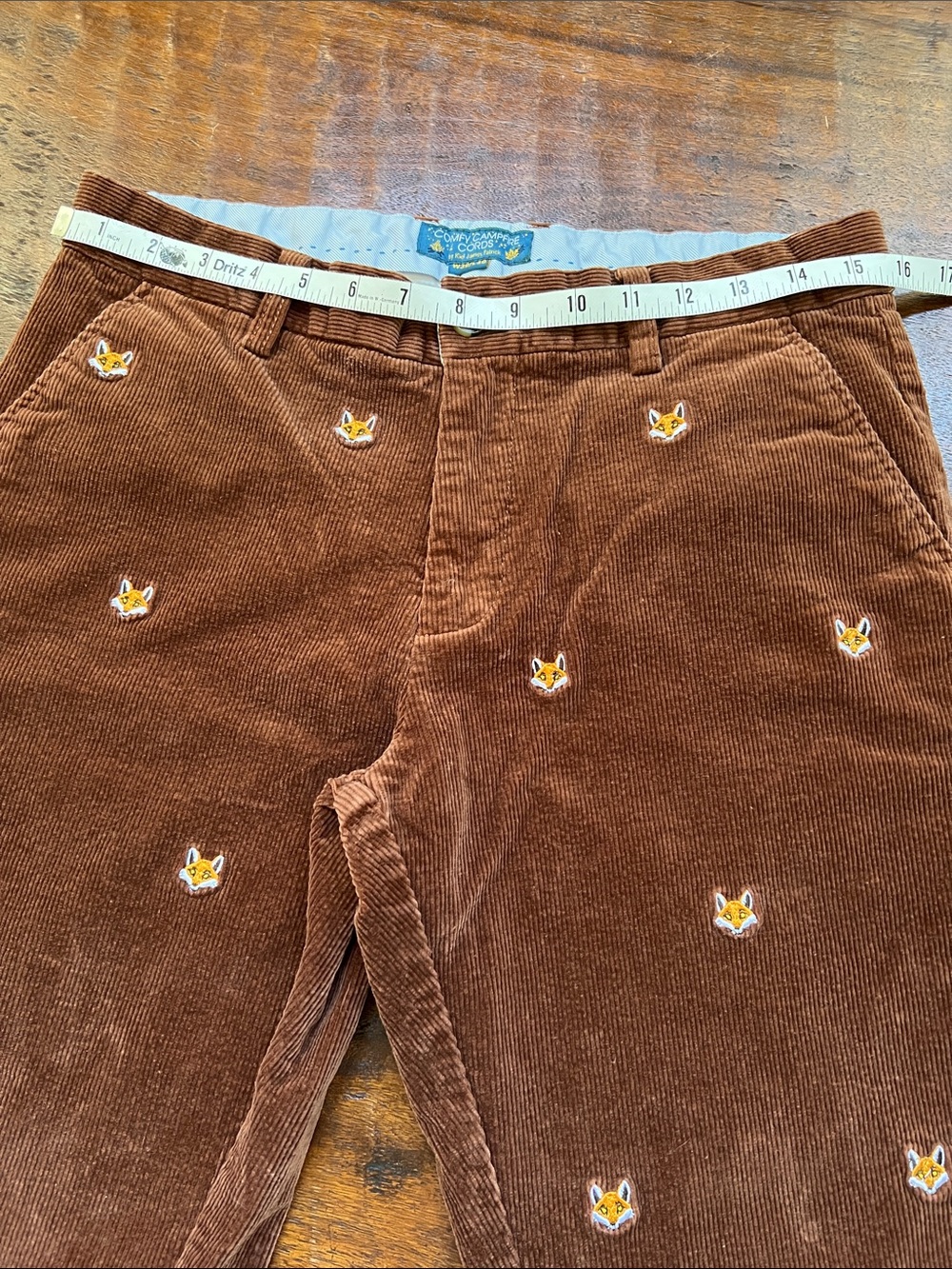 KJP Comfy Campfire Cords Pants Zip Fly Sly Fox Embroidered Brown Men's 30x30 - Picture 10 of 15